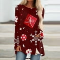 thumbnail image 1 of Hauts Grande Taille pour Femmes Imprimé Décontracté de Noël Manches Longues Col Rond Blouses pour Femmes en Liquidation, 1 of 5