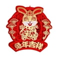thumbnail image 4 of Decoración del Festival de primavera, decoración decorativa hecha a mano, calcomanías de puerta y ventana de Feng Shui para 2023 años de conejo, año Yotijar  Personaje Fu de Año Nuevo, 4 of 7