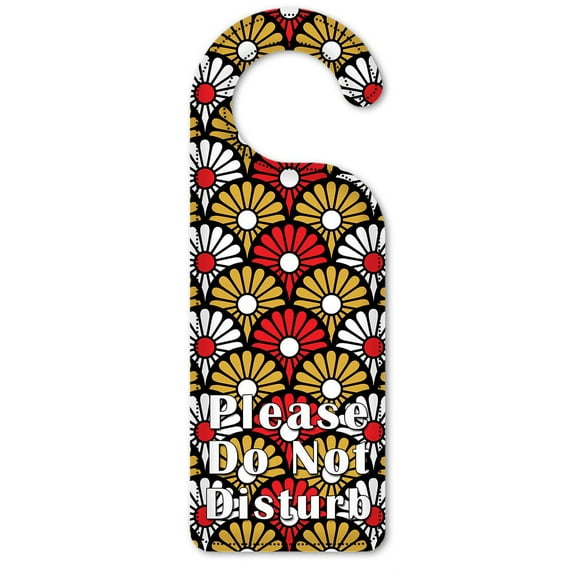 Do Not Disturb Door Knob Hanger Sign - Red, White & Gold Floral