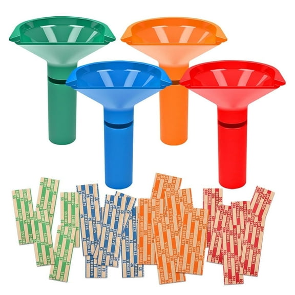 Budgetizer 4-Color Coded Coin Storage & Sorter Tubes with 20 Assorted Coin Wrappers