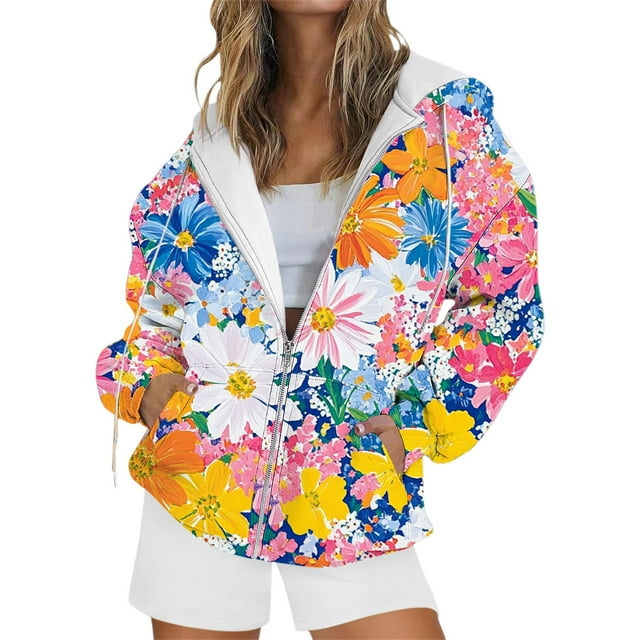 WZXFASHION Chandails à Capuchon Graphiques Papillon pour Femmes, Chandails en Molleton Surdimensionnés à Fermeture Éclair, Manches Longues, Chandails à Capuchon Fantaisie d'Automne avec Poches, Soldes Aujourd'hui, Liquidation, Chandail à Capuchon à Fermeture Éclair y2k