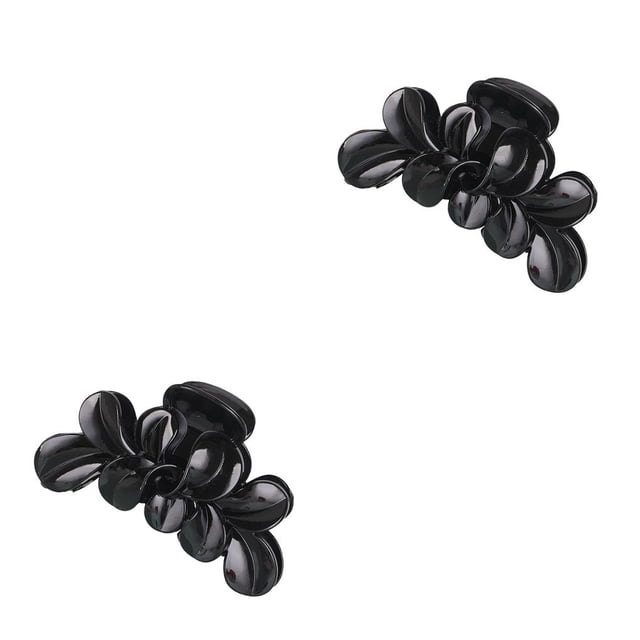 Qarigey Pasadores para el cabello, accesorios de estilismo para mujeres, ropa de plástico para diario, tocados para niñas, abrazadera Negro 2piezas