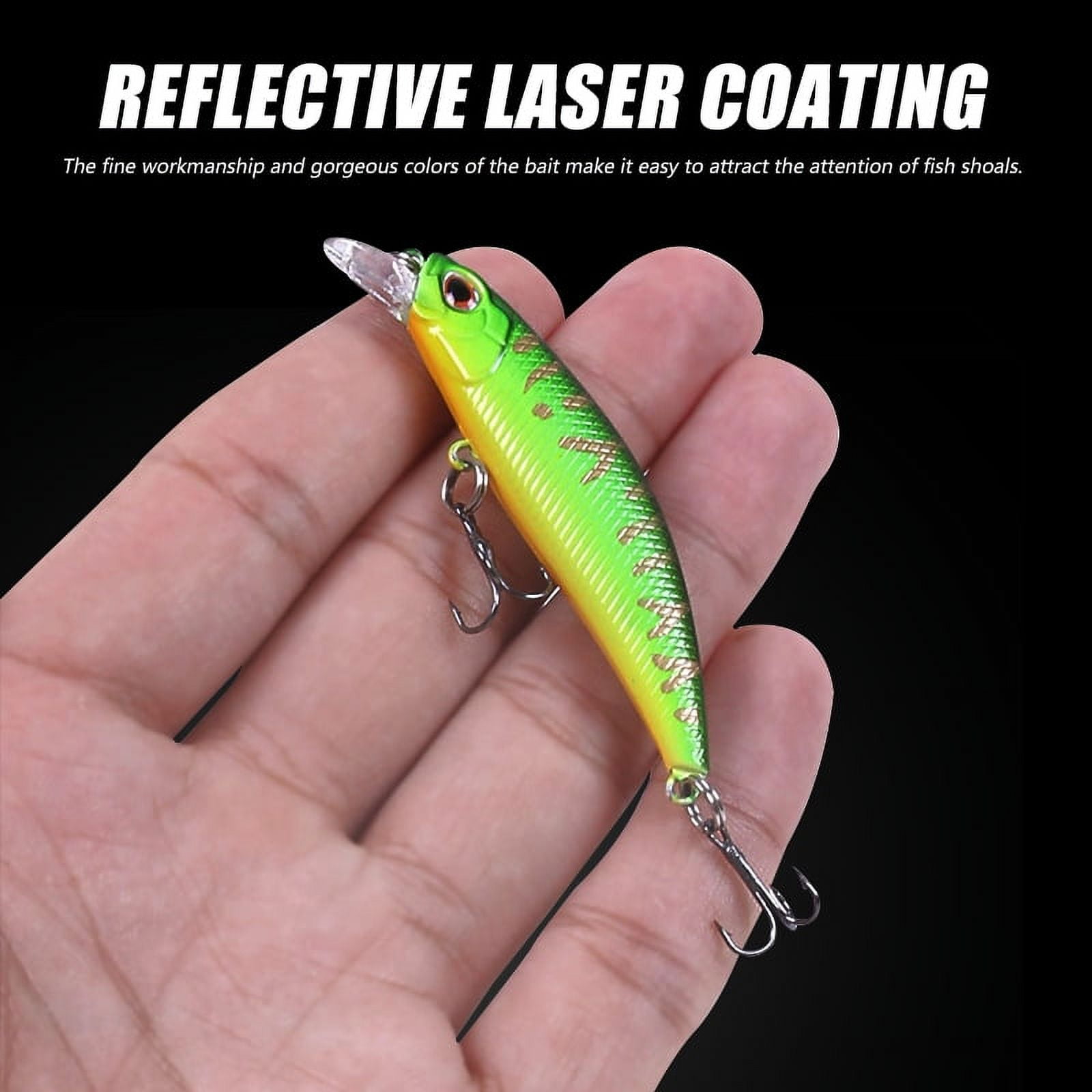 HENGJIA Fishing Lures Hard Bait Minnow VIB Lure with Treble Hook Life-Like Swimbait Fishing Bait Popper Crankbait Sinking Lure for Trout Bass Walleye Redfish, 10PCS