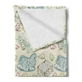 thumbnail image 2 of Hen and Chicks Soft Flannel Fleece Throw Blanket, Repetitive Pattern with Colorful Outline Babies and Mother, Cozy Plush for Indoor and Outdoor Use, 70" x 90", Eggshell and Multicolor, by Ambesonne, 2 of 5