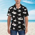 thumbnail image 2 of Honeii Swan And Dragonflies Print Men’s Hawaiian Shirt,Classic Button-Down Short Sleeve Shirt, for Beach, Vacation, and Outdoor Activities,Medium, 2 of 7