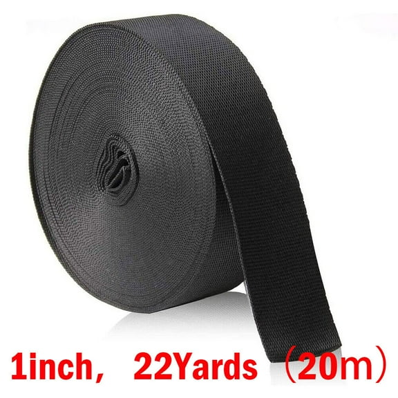 22 Yards 1 Inch Wide Black Nylon Heavy Duty Webbing Strap DIY for Bags Hammocks