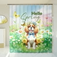 thumbnail image 3 of Cavalier King Charles Spaniel Hello Spring Time Flower Floral Nature Shower Curtain Dog Lover Gifts Waterproof Bathroom Bathtub Curtain - 02031, 3 of 5