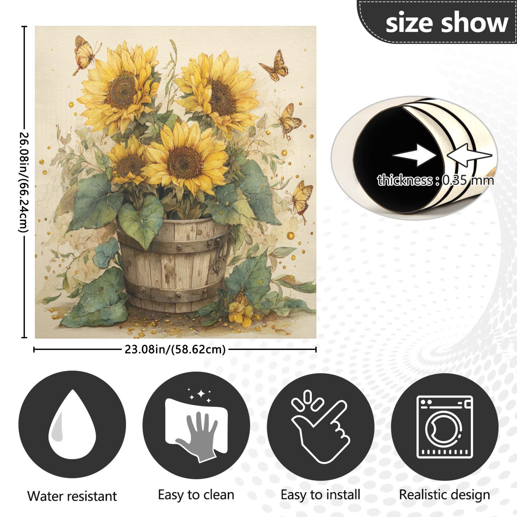 Dishwasher Magnetic Refrigerator Magnet Cover Sticker Home Decorative 23"x26" Sunflowers in An Old Bucket
