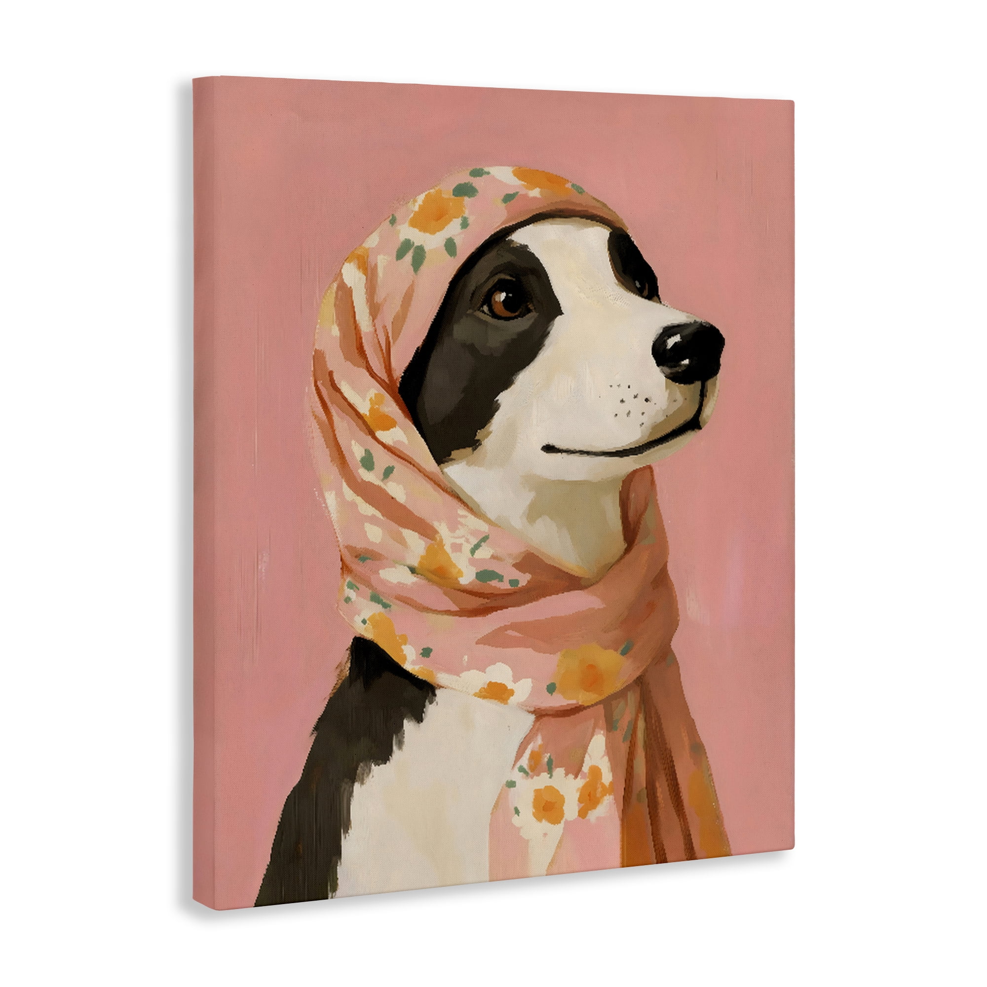 Stupell Industries Dog Babushka in Floral Scarf Canvas Wall Art, design by The Prints Vibe