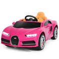 thumbnail image 1 of Costway 12V Licensed Bugatti Chiron Kids Ride On Car RC w/Storage Box&MP3 Pink, 1 of 10