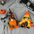 thumbnail image 3 of Candy Corn Themed Halloween Gnomes, Black Orange and Yellow Plush Colors, 3 of 3