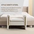 thumbnail image 3 of Style Vanity Stool for Makeup Room, Velvet Upholstered Rectangle Foot Stool with Metal Decor, Vanity Bench with Straight Armrest for Dressing Room (White Velvet, 33.5" W), 3 of 13