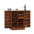 thumbnail image 6 of 41.9" Home Bar Cabinet, Industrial Walnut Rattan Door Fold Out Bar Cabinet with Storage Bar Table, 6 of 10