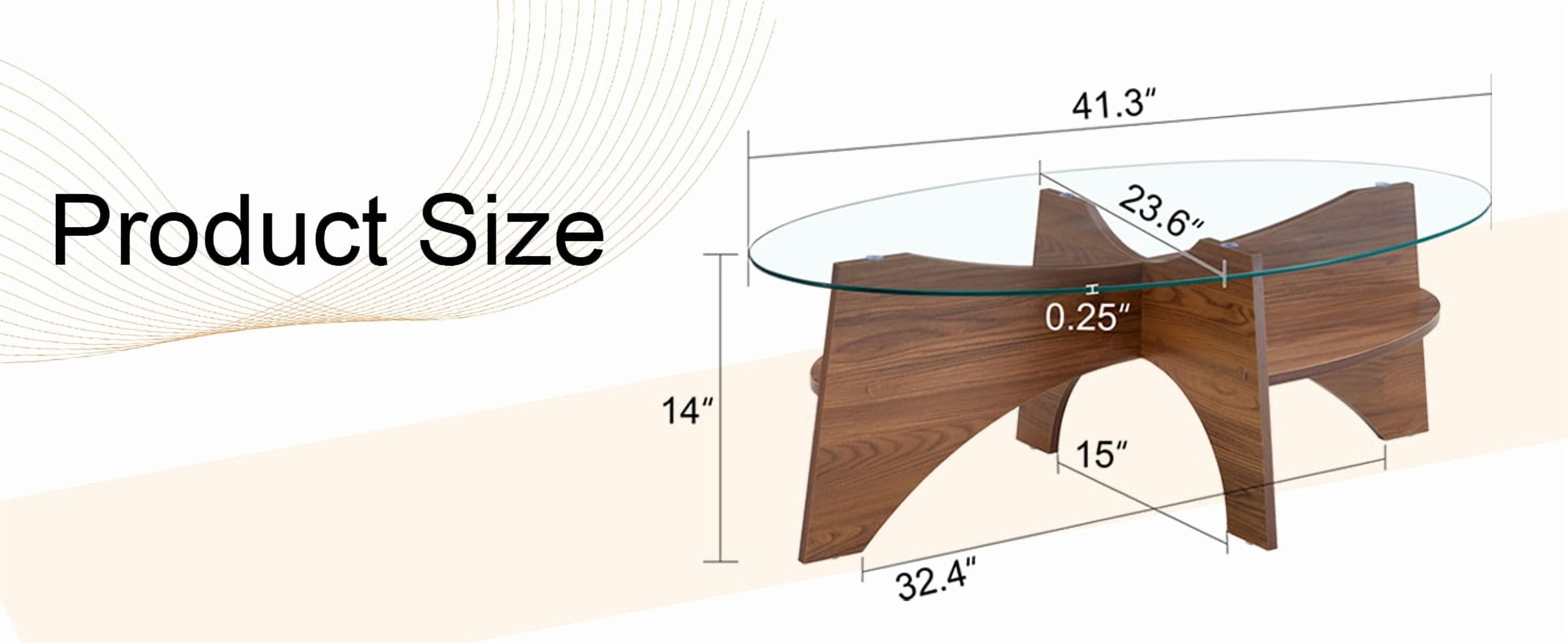 Oval Tempered Glass Coffee Table, 41.3"x23.6"