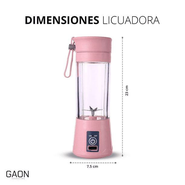 Procesadora Portátil Mini Vaso Licuadora Shaker Recargable Gaon Rosa