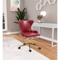 thumbnail image 2 of Meridian Furniture Chaise de Bureau Pivotante Réglable en Cuir Vegan Rouge, 2 of 8
