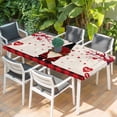 thumbnail image 2 of Red Gnomes Valentines Table Cloths for 5 Foot Rectangle Tables, Love Heart Tree Roses Plaid Rustic Patio Waterproof Elastic Fitted Tablecloths, Washable Rectangular Table Cover for Camping, 2 of 8