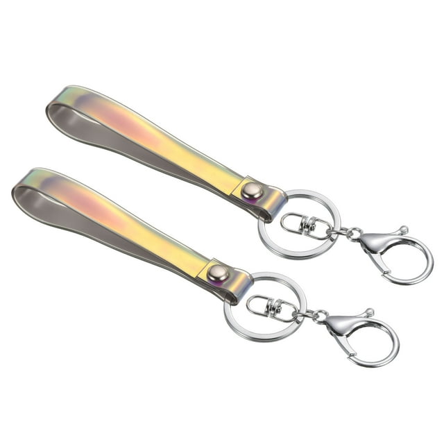 Unique Bargains Wrist Lanyard for Keys Wristlet Strap Keychain Silver Keyring, Black 2 Pack
