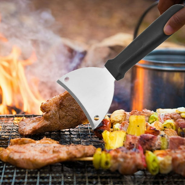 Acero inoxidable para acampar al aire libre, picnic, barbacoa, cocinar con pala, saltear hielo, filete, pala, plancha, herramienta para hornear