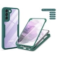thumbnail image 1 of Cover For Samsung Galaxy S22 6.1 inch,Slim Rugged Shockproof Dual Layer Silicone Bumper with Built in Screen Protector Clear Back Cover,Darkgreen, 1 of 7
