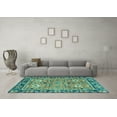 thumbnail image 3 of Ahgly Company Indoor Square Oriental Turquoise Blue Traditional Area Rugs, 8' Square, 3 of 4
