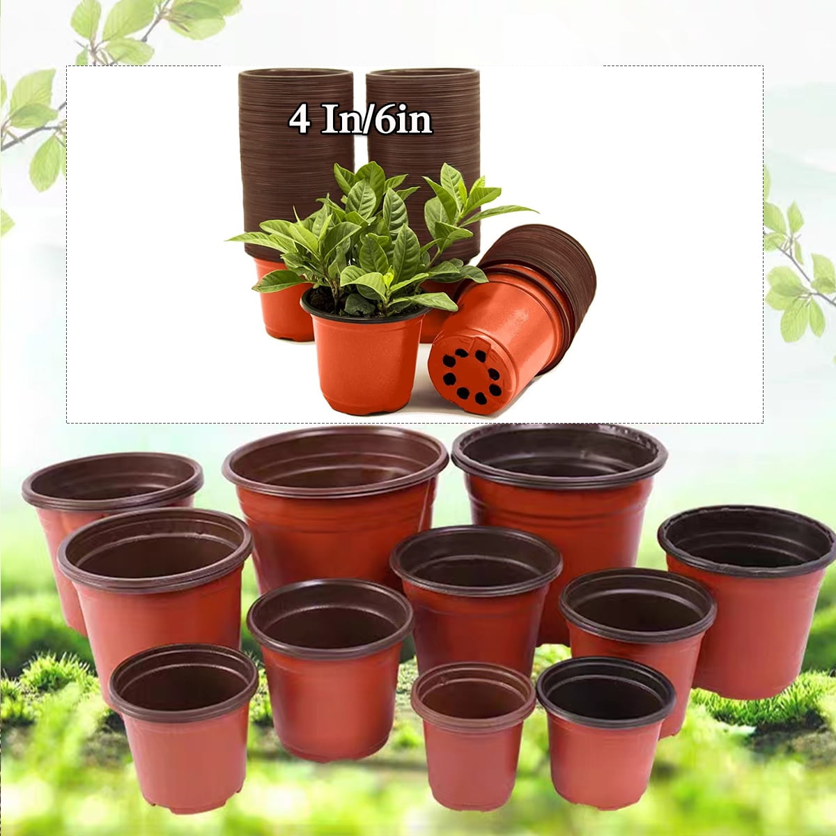 4 Inch/6 Inch Plastic Plant Nursery Pot with Plant Labels, Seed ...