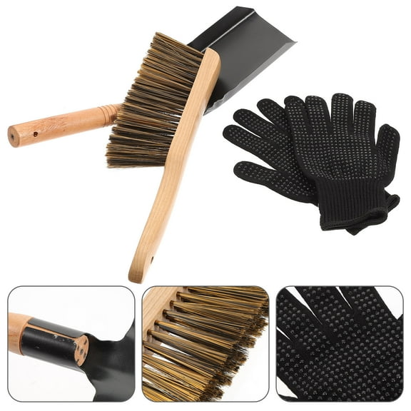 Omeite Fireplace ash shovel set with iron shovel wood stove brush fireplace shovel fireplace cleaning 1 set