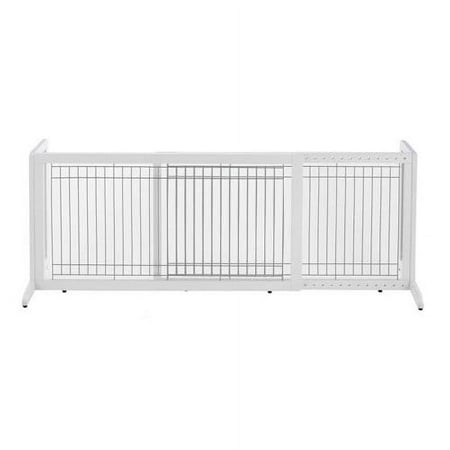 Size small Richell Freestanding Dog Gate, Brown, Small 71.30L x 17.70W x 20.10H