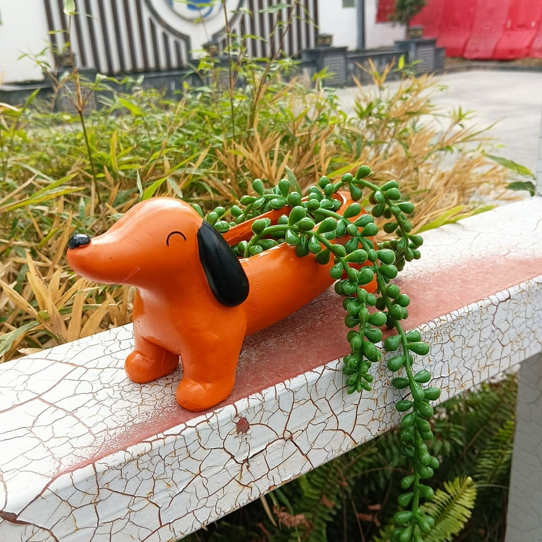 Moqin The Dachshund Dog Planter, Pot Planter, Indoor/Outdoor Home Garden Decor, Best for Flowers & Small Plants, Succulent Gardening Pot