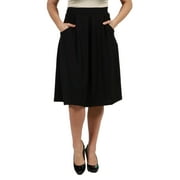 24/7 Comfort Apparel Women's Classic Knee Length Black Skirt With Pocket