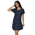 thumbnail image 2 of FEREMO Women Nightgowns Soft Print Nightshirt Short Flared Sleeve V Neck Sleepshirt, 2 of 5