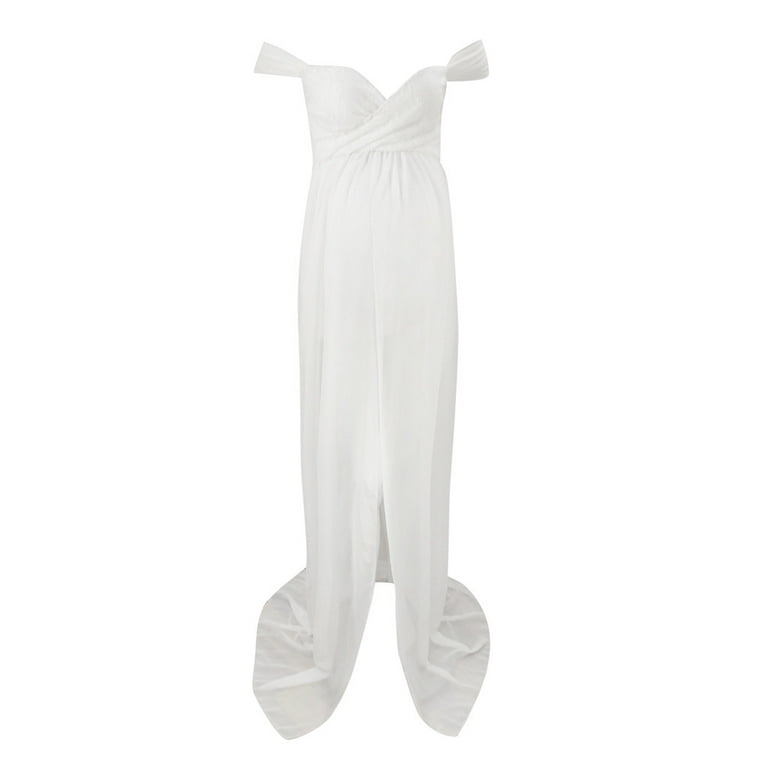 green emerald velvet dress Pretty Perfect White Maternity Ruched Mesh Bardot Maxi Dress – Club L  London main image 0