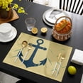 thumbnail image 3 of Anchor Coastal Placemats Set of 6, Nautical Navy Blue Beige Ocean Placemats for Dining Table, Place Mats for Kitchen Tabletop, Waterproof Wipeable Dining Table Mats Set, 3 of 9