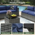 thumbnail image 4 of Aoxun 10 Piece Patio Furniture Set Wicker Rattan Patio Conversation Set Outdoor Sectional Sofa Set with Coffee Table and 4” Thickened Cushions, Blue(Waterproof Cover Included), 4 of 7