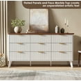 thumbnail image 5 of CazToi Modern 9-Drawer Fluted Dresser 60.6" Wide Wooden Storage Chest TV Stand, 5 of 8