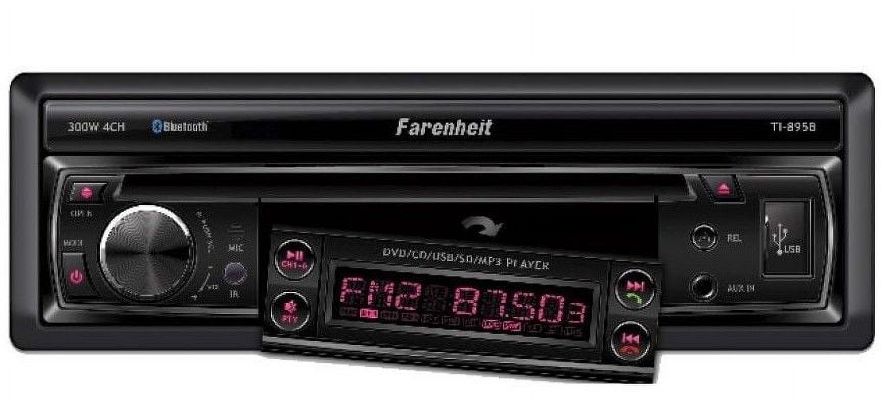 TI-895B - Farenheit In-Dash 1-DIN 7" Motorized Flip-Out LCD Touchscreen DVD/CD/USB Receiver with Bluetooth V3.0 - image 2 of 4