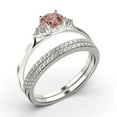 thumbnail image 3 of Dazzling Minimalist 2.25 Carat Round Cut, Affordable Morganite And Diamond Moissanite Engagement Ring, Wedding Ring, Two Matching Band in 10k Solid White Gold, Gift For Her, Promise Ring, 3 of 4