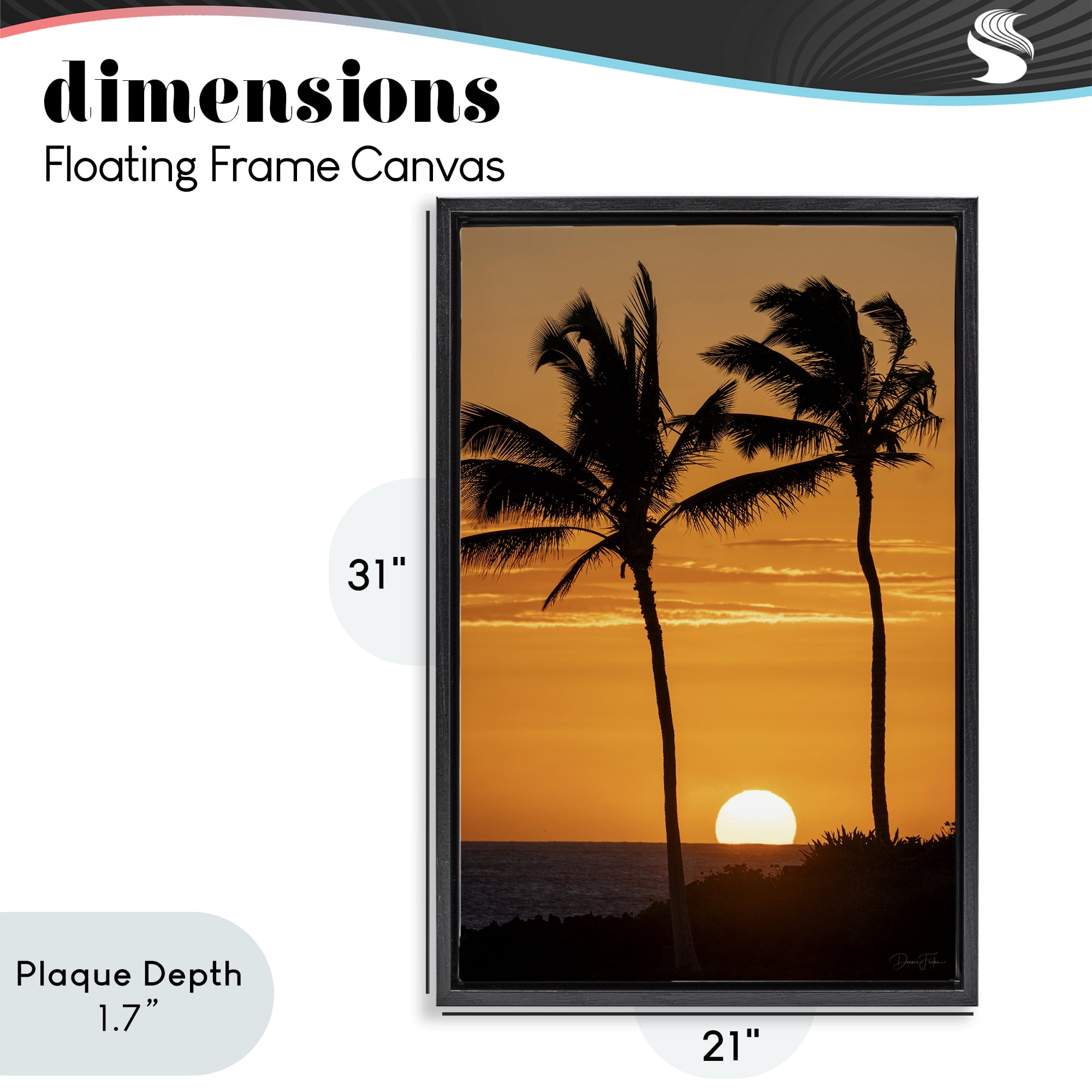 Stupell Industries Sunset Through Palm Trees Black Framed Floater Canvas Wall Art, design by Dennis Frates