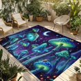 thumbnail image 2 of Outdoor Rug 4x6 ft Blue Neon Mushrooms Waterproof Outdoor Patio Rug Mat Non Slip Outside Area Rugs Carpet for RV,Camping,Porch,Deck,Pool,Balcony,Backyard, Fantasy Shiny Moon Snails, 2 of 9