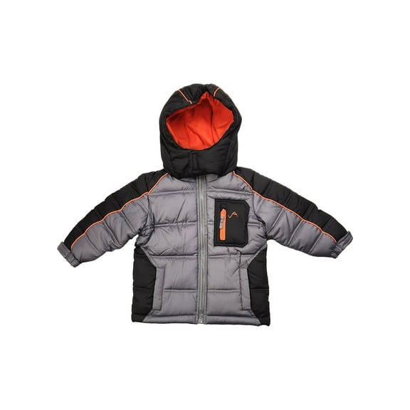 Vertical'9 Toddler Boys Gray & Orange Puffer Jacket Hooded Coat 2T