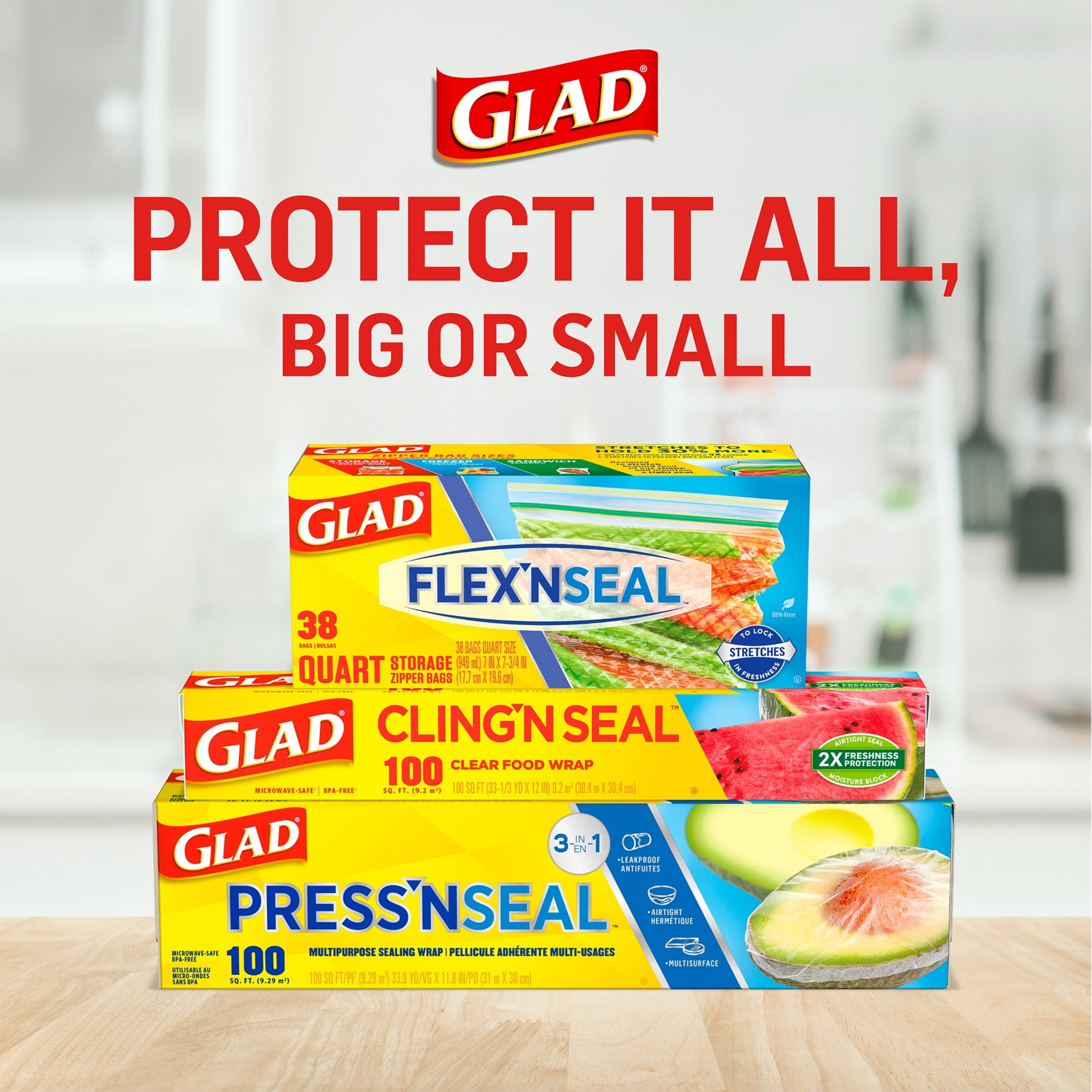 Glad Cling Plastic Wrap, 400 Square Foot Roll, 400 Sq ft (Pack of 2)