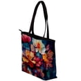 thumbnail image 3 of Fragmented Flowers Canvas Leather Mix Handbag Twill Sponge Jeanette Women's Bag 30x10.5x39cm/11.8x4.1x15.4in, 3 of 5