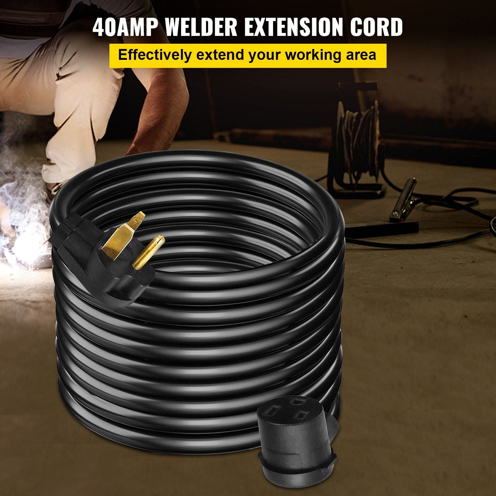HCY Welder Extension Cord 40Amp 50ft 250V, Welding Power Cord with NEMA 6-50 Plug 8 Gauge 3 Prong for MIG,Lincoln,Plasma,Miller,TIG