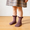 thumbnail image 2 of HNMKIU Childrens Lace Solid Color Double Needle Crew Socks for Daily Casual School Outdoor Wear Pink,1-3 Years, 2 of 4