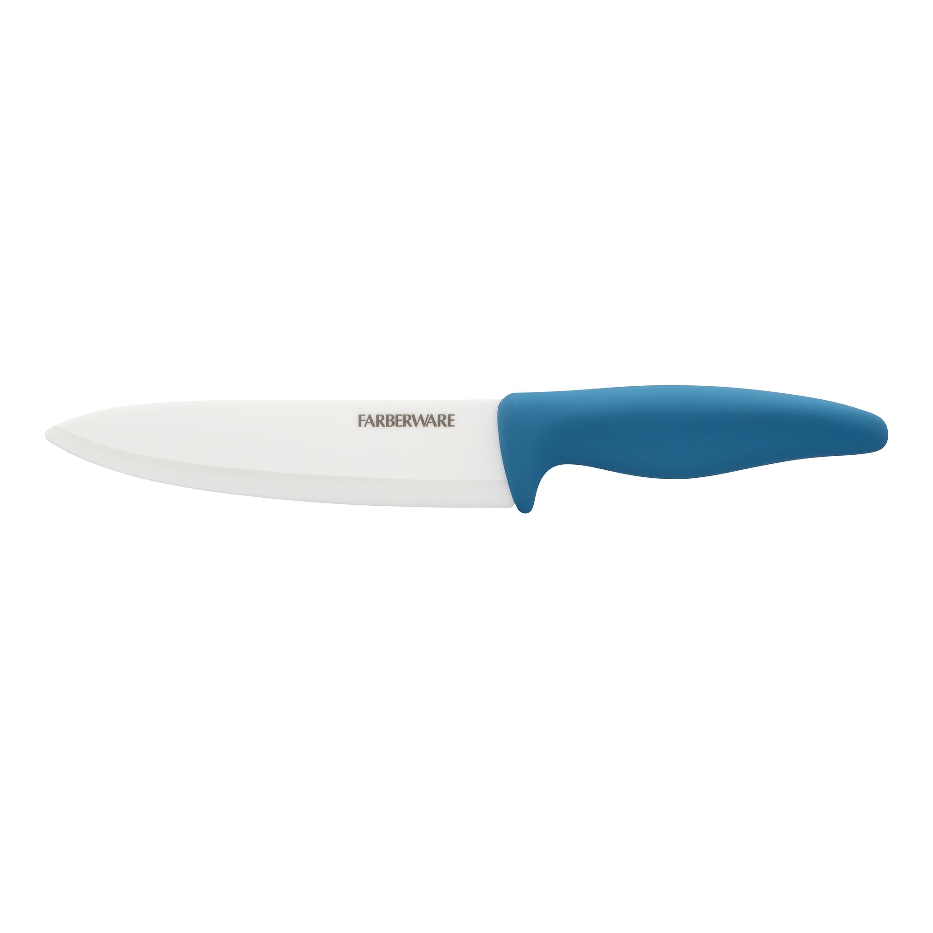 Farberware Professional 6-inch Ceramic Chef Knife with Teal Blade Cover and Handle