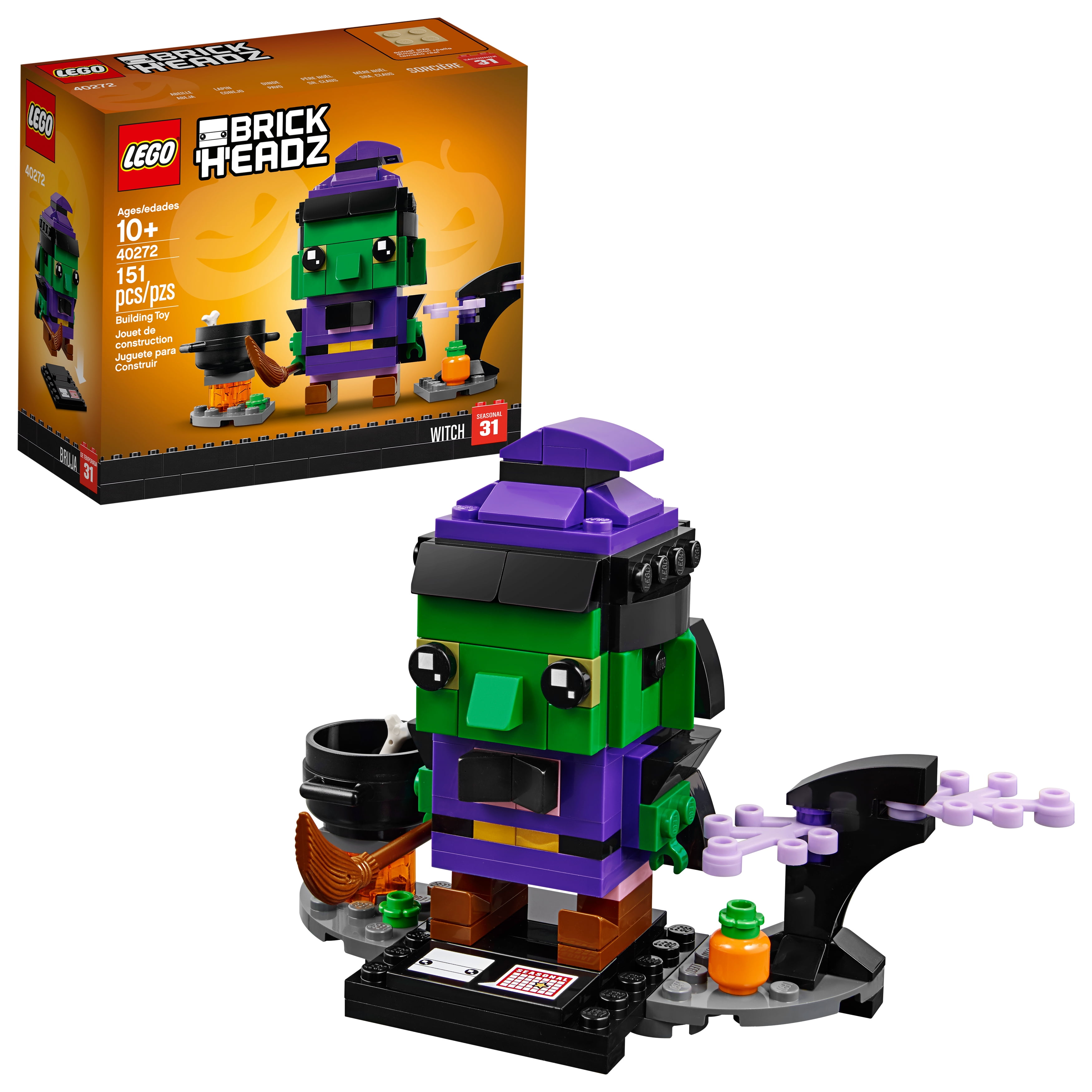 NEW LEGO WITCH MINIFIG figure minifigure halloween broom green purple wicked