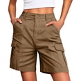 thumbnail image 2 of DDAPJ pyju 2026 Cargo Shorts Women Bermuda Shorts High Waisted Long Shorts Summer Casual Knee Length Short Pants Ladies Hiking Shorts with Pockets Brown XL, 2 of 6