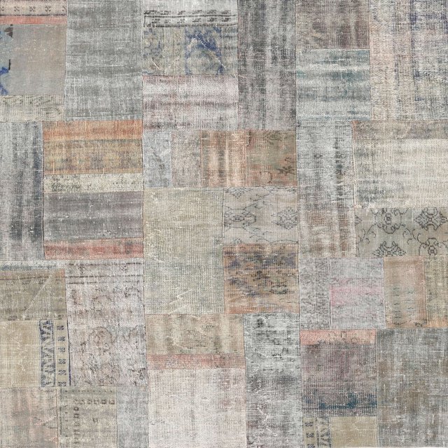 Ahgly Tapis d'Intérieur Carré Contemporain Patchwork Gris Argent Pâle, 6 Pieds Carré