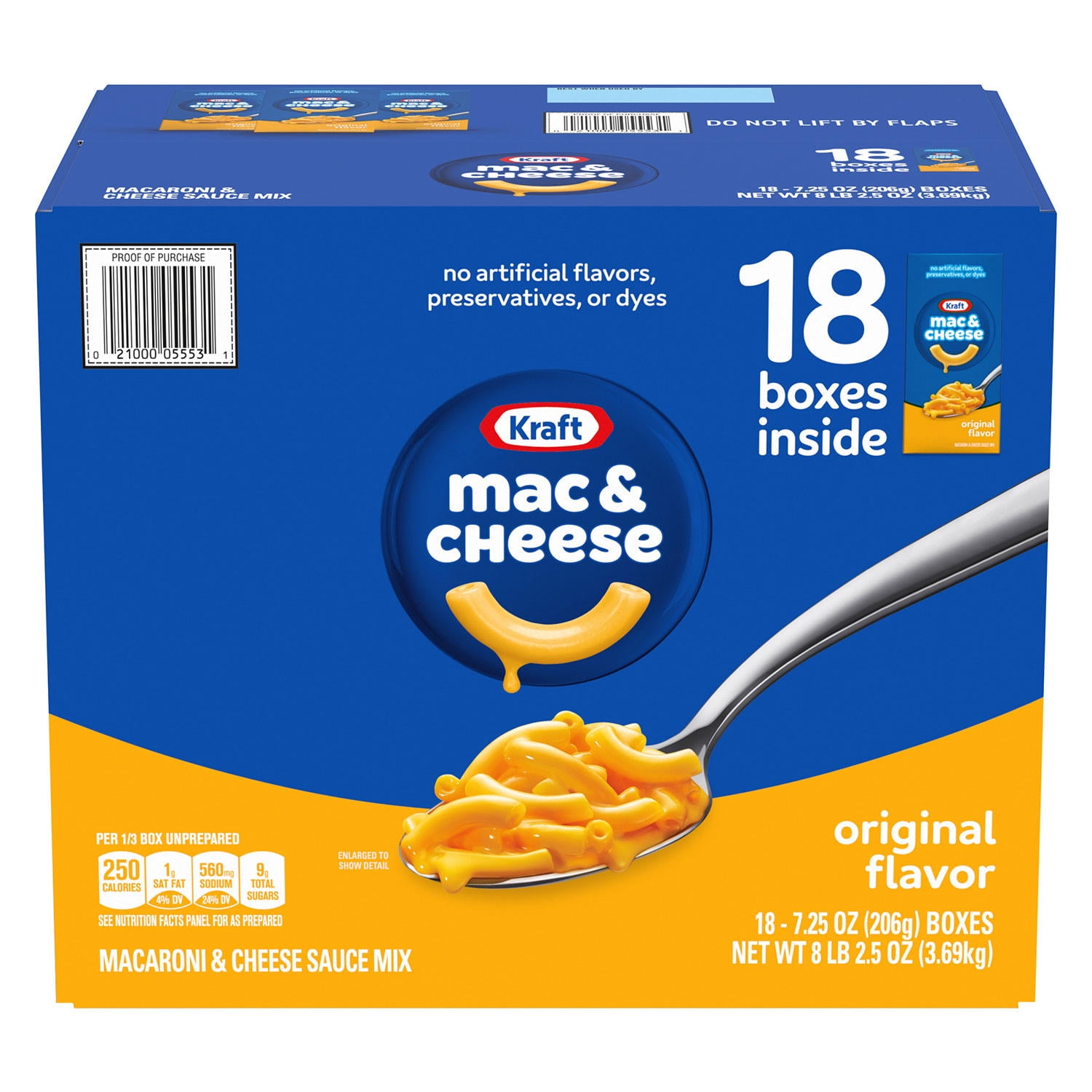 Kraft Macaroni & Cheese Dinner, 7.25 oz, 18 Count