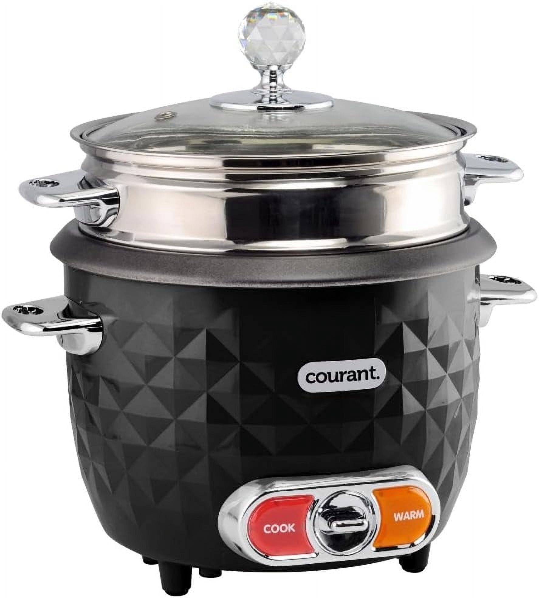 10-Cup Rice Cooker and Steamer with One-Touch Operation, Automatic  Warm Function,  Accents, Black